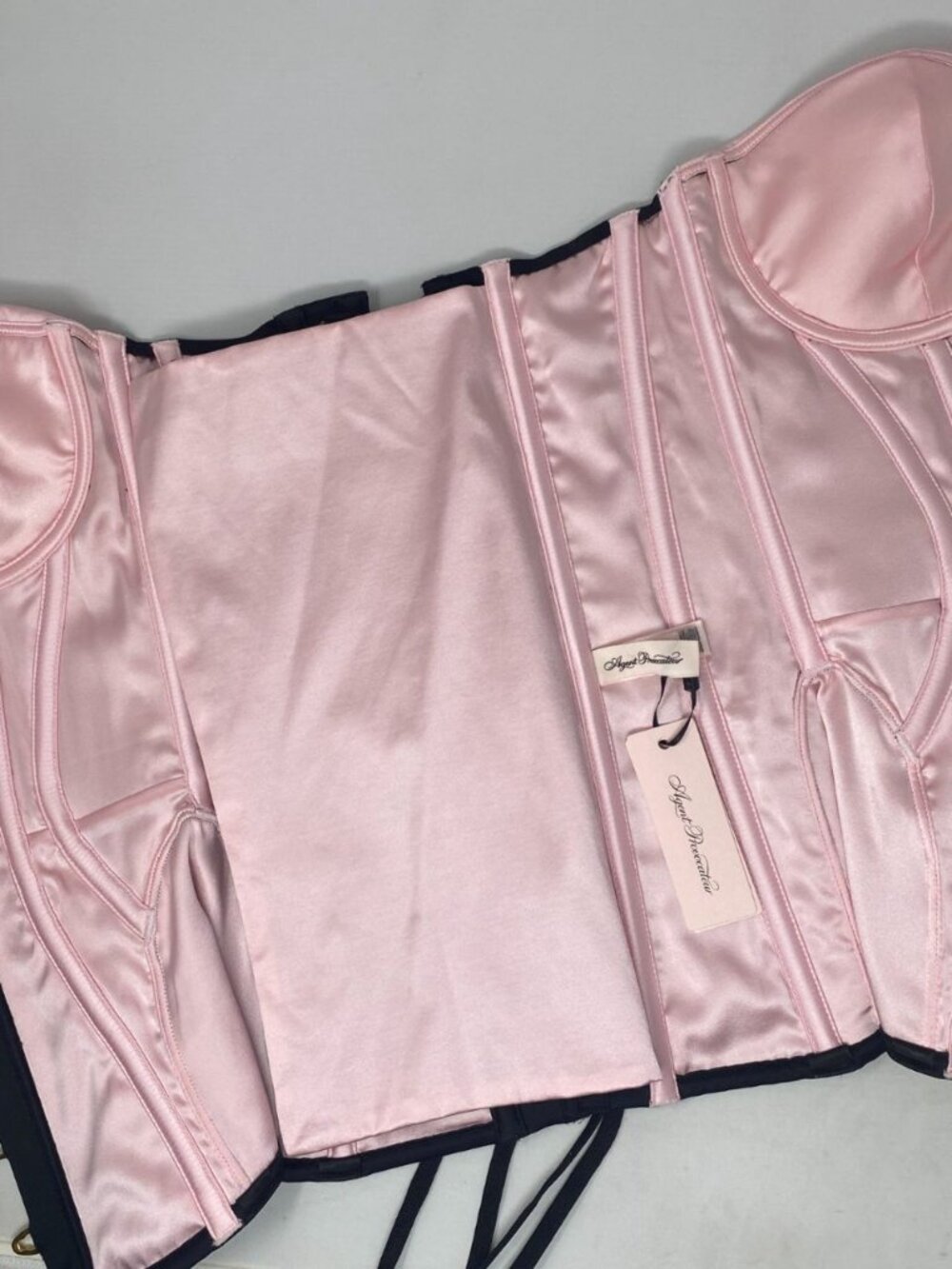 Agent Provocateur Honig Black Baby Pink Corset AP2 Small NWT $650 - Picture 12 of 14